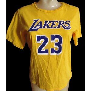 Women's Small T-Shirt Lebron James Lakers 23 NBA Logo Yellow Boys XL